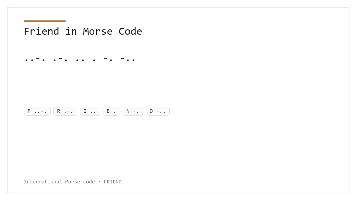 Ami en code Morse — ..-. .-. .. . -. -..